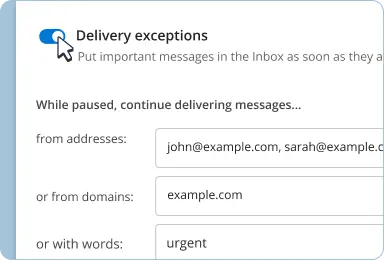 User interface for delivery exceptions