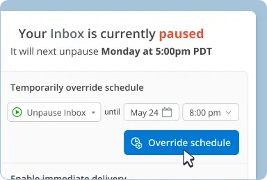 User interface for temporarily overriding a schedule
