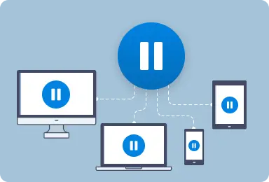 Illustration of different devices with a paused inbox